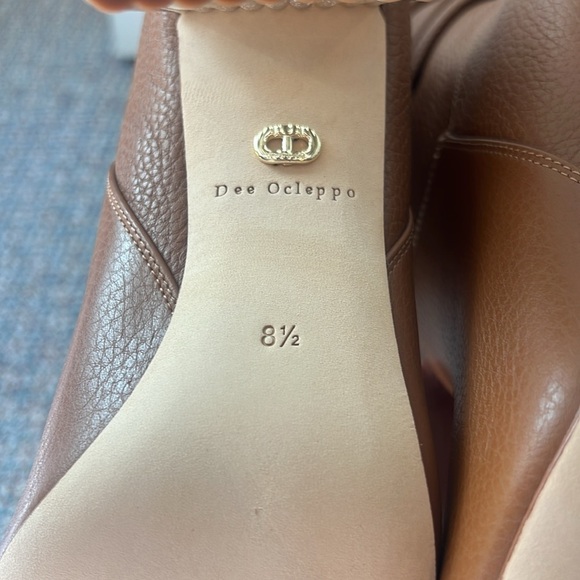 DEE OCLEPPO LEATHER SLOUGHY KNEE HIGH BLOCK HEEL BOOTS TAN SZ 8.5 NEW - Picture 11 of 11